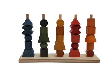 Wooden Story - Houten stapelaar 5 rijen - Rainbow